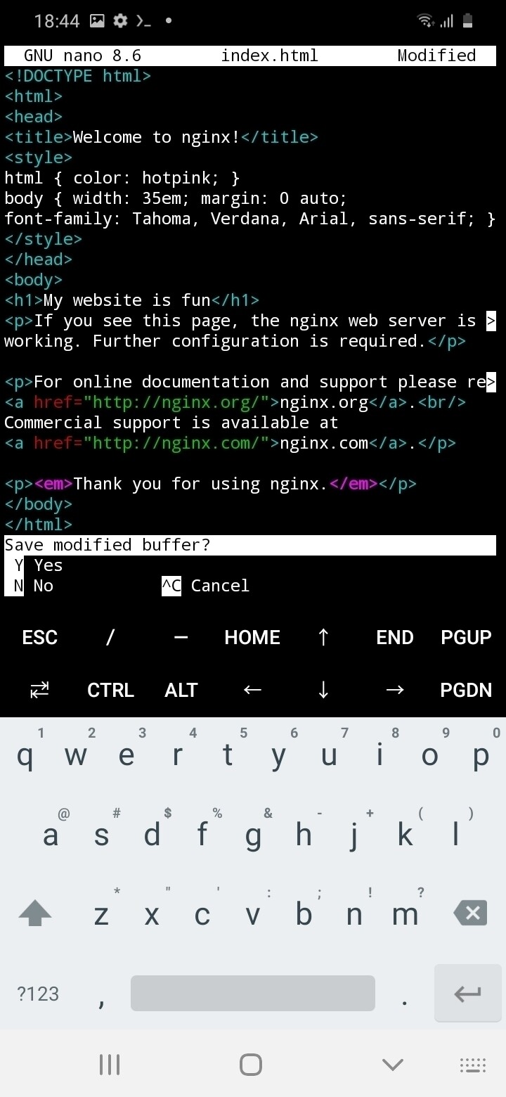 Saving by pressing CTRL + x