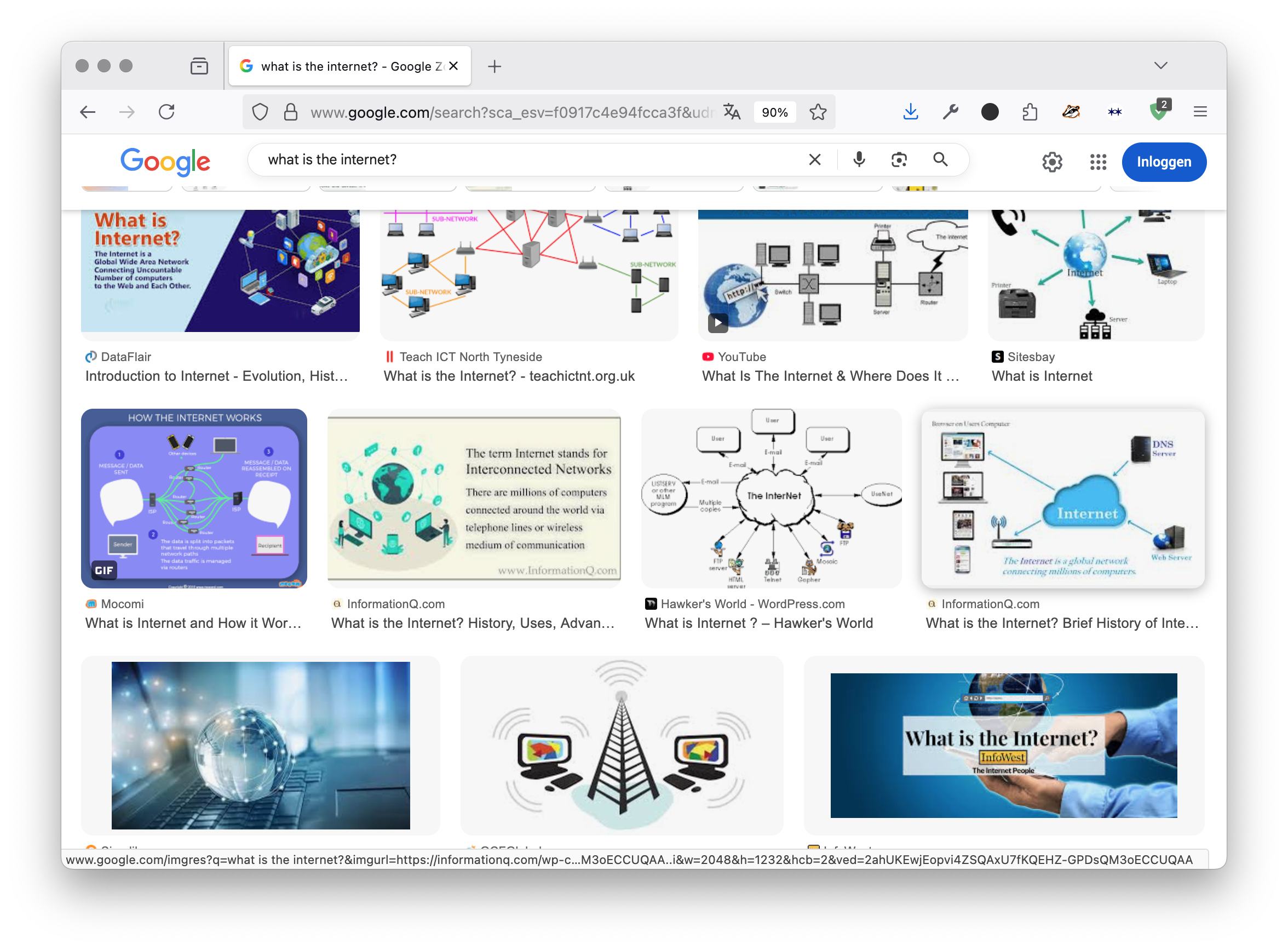 Google image search results to "what is the internet?". We see that the Internet is mostly represented as a vague graph, with an airy / shiny / futuristic appearance.