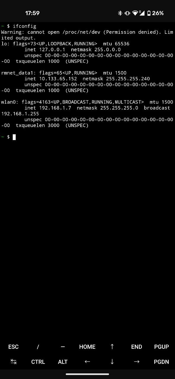 Using ifconfig command