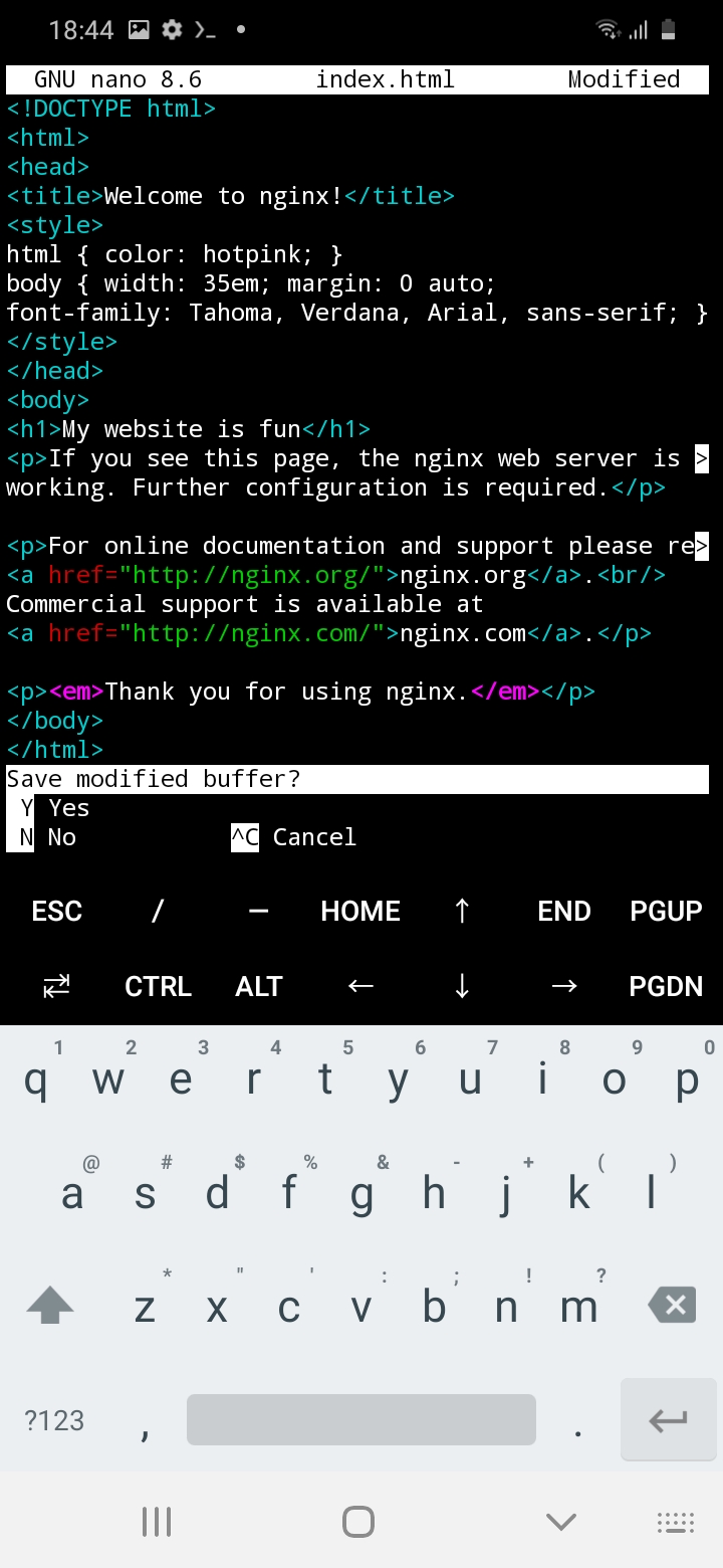 Saving by pressing CTRL + x