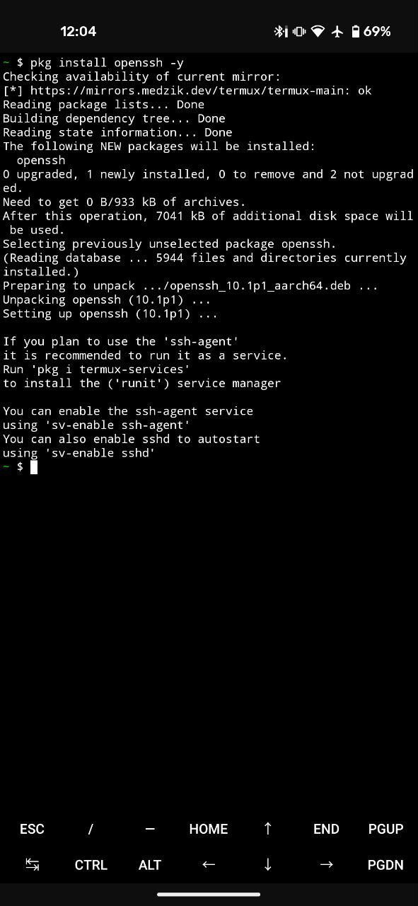 Downloading openssh in Termux