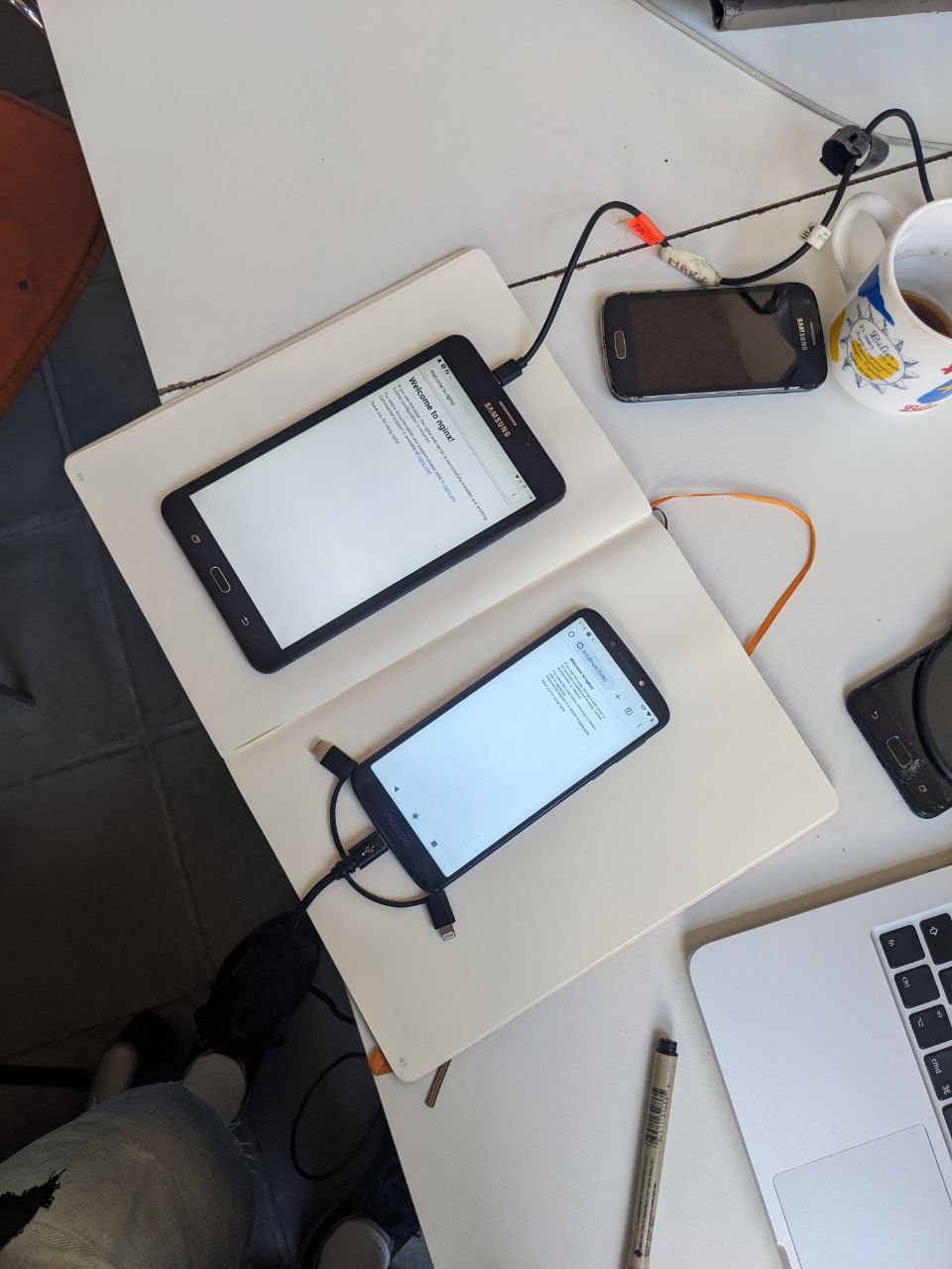 Two old mobiles running a webserver