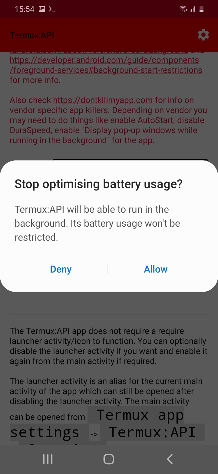 Accepting prompt from Android