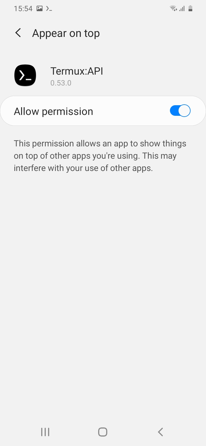 Accepting in the settings